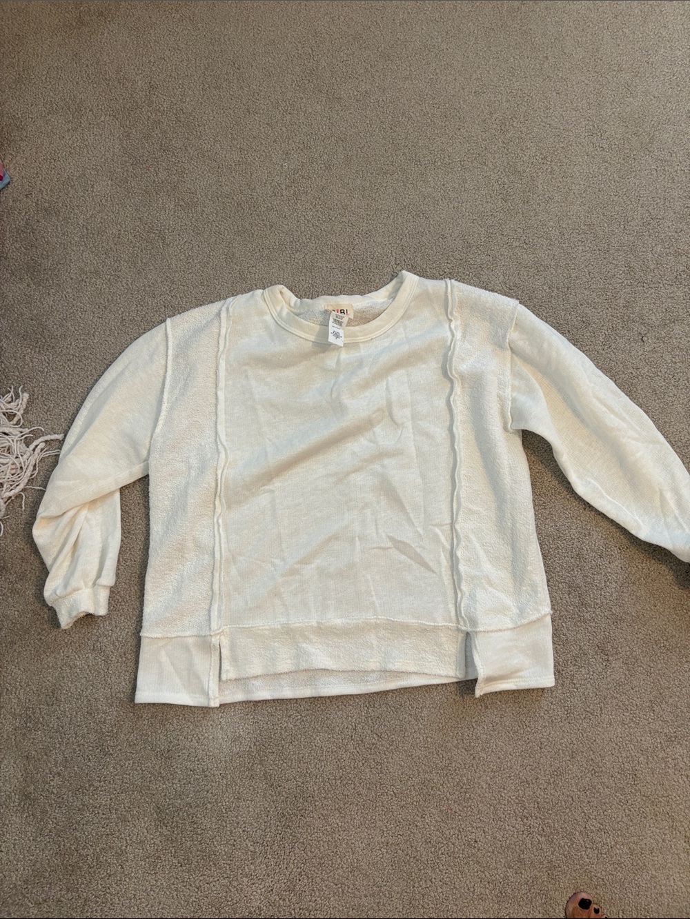 BiBi Cream Long Sleeve Pullover Sweatshirt